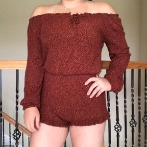 Rust long sleeve romper